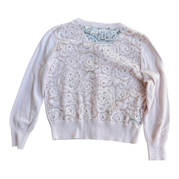 Karl Lagerfeld Paris Elegant Pink Button-Up Sweater with lace back sz S,#18 - Picture 3 of 3